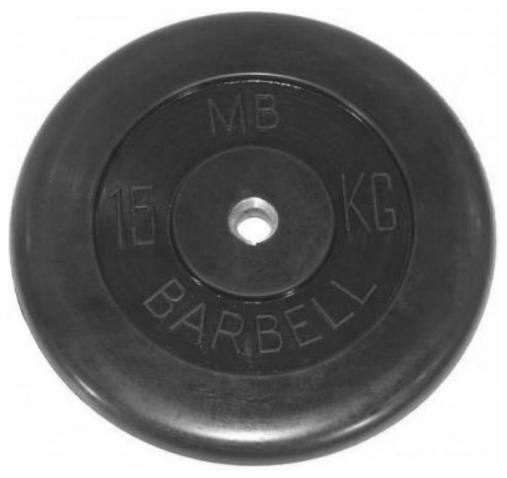 Диск обрезиненный MB Barbell Диск олимпийский d 51 мм чёрный 15,0 кг