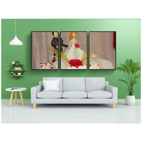 фото Набор модулных постеров для интерьера "свадебный торт toppers, женатый, свадебный пирог" 60x90 см. в тубусе, без рамки lotsprints