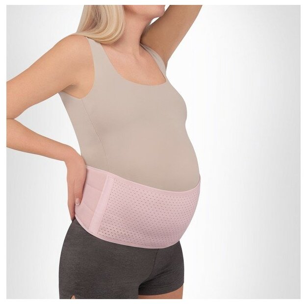 Бандаж для беременных дородовой высота 18 см MamaLine MS B-1218/Розовый, S-M Интерлин - фото №2