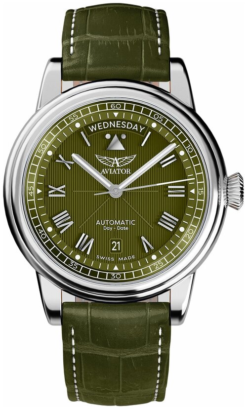Наручные часы Aviator V.3.35.0.278.4, зеленый, серебряный