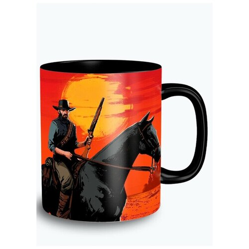 Кружка черная, 330мл игры Red Dead Redemption 2 (ред дед редемпшн, рдр, артур морган, датч, PS, Xbox, PC, Switch) 12663