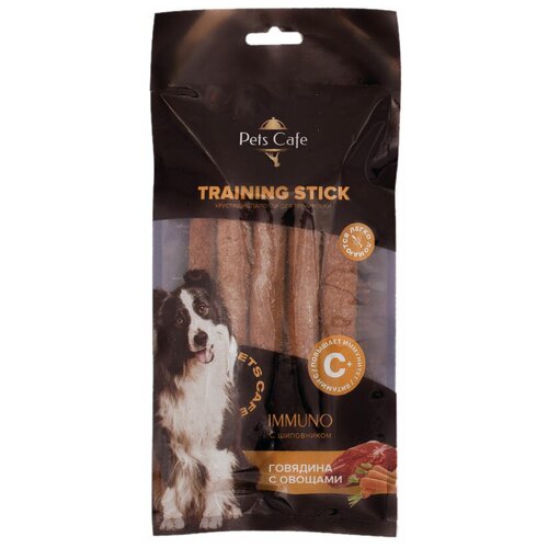 Pets Cafe Хрустящие палочки TRAINING STICK IMMUNO с шиповником Говядина с овощами д/собак, 60 г