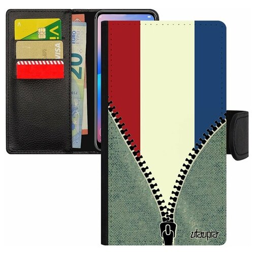 фото Чехол книжка для смарфона xiaomi mi 8 lite, "флаг голландии на молнии" страна utaupia