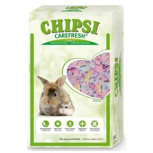 Наполнитель-подстилка Chipsi CareFresh Confetti для мелких домашних животных, бумажный, разноцветный, 10 л