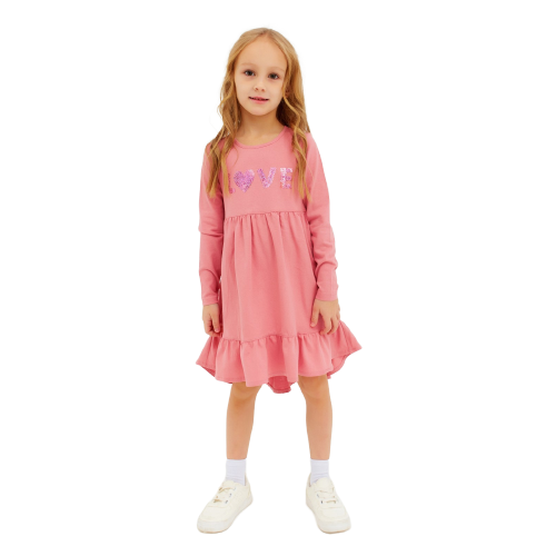 Платье для девочки, цвет светло-розовый, рост 128см
