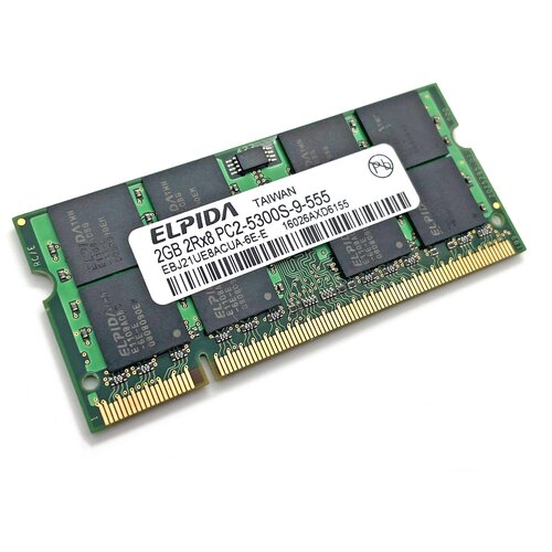Оперативная память DDR2 2Gb 667 Mhz Elpida EBJ21UE8ACUA-6E PC2-5300 So-Dimm для ноутбука оперативная память ddr2 2gb 667 mhz micron pc2 5300 so dimm для ноутбука