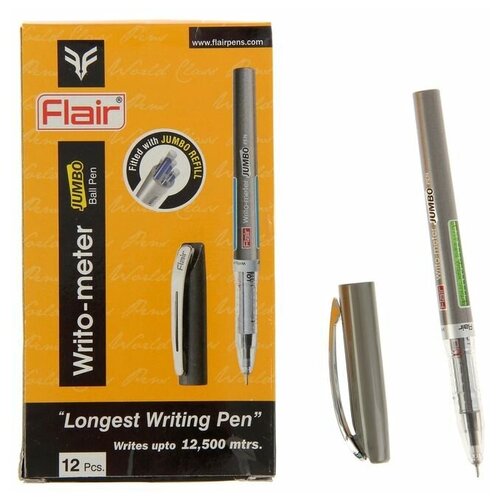 Купить Flair Ручка шариковая Flair Writo-Meter Jumbo, узел-игла 0.5 мм, (пишет 12, 5 км), чернила пониженной вязкости, синяя