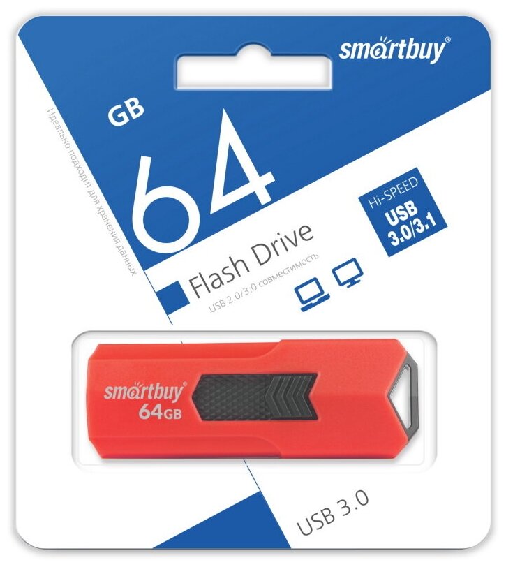 Флеш-накопитель USB 3.0/3.1 Gen1 Smartbuy 64GB STREAM Red (SB64GBST-R3)
