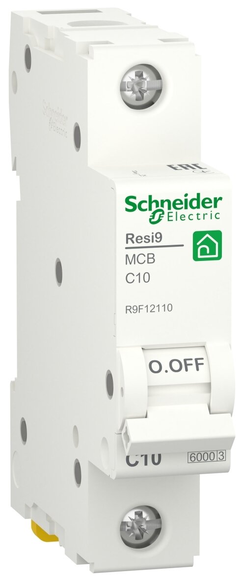 Автоматический выключатель Schneider Electric RESI9 АВ С 10А 1P 6000A R9F12110