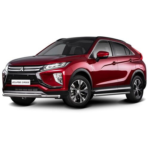 Защита переднего бампера d57+d42 Rival для Mitsubishi Eclipse Cross I 2018-н.в., нерж. сталь, R.4014.001