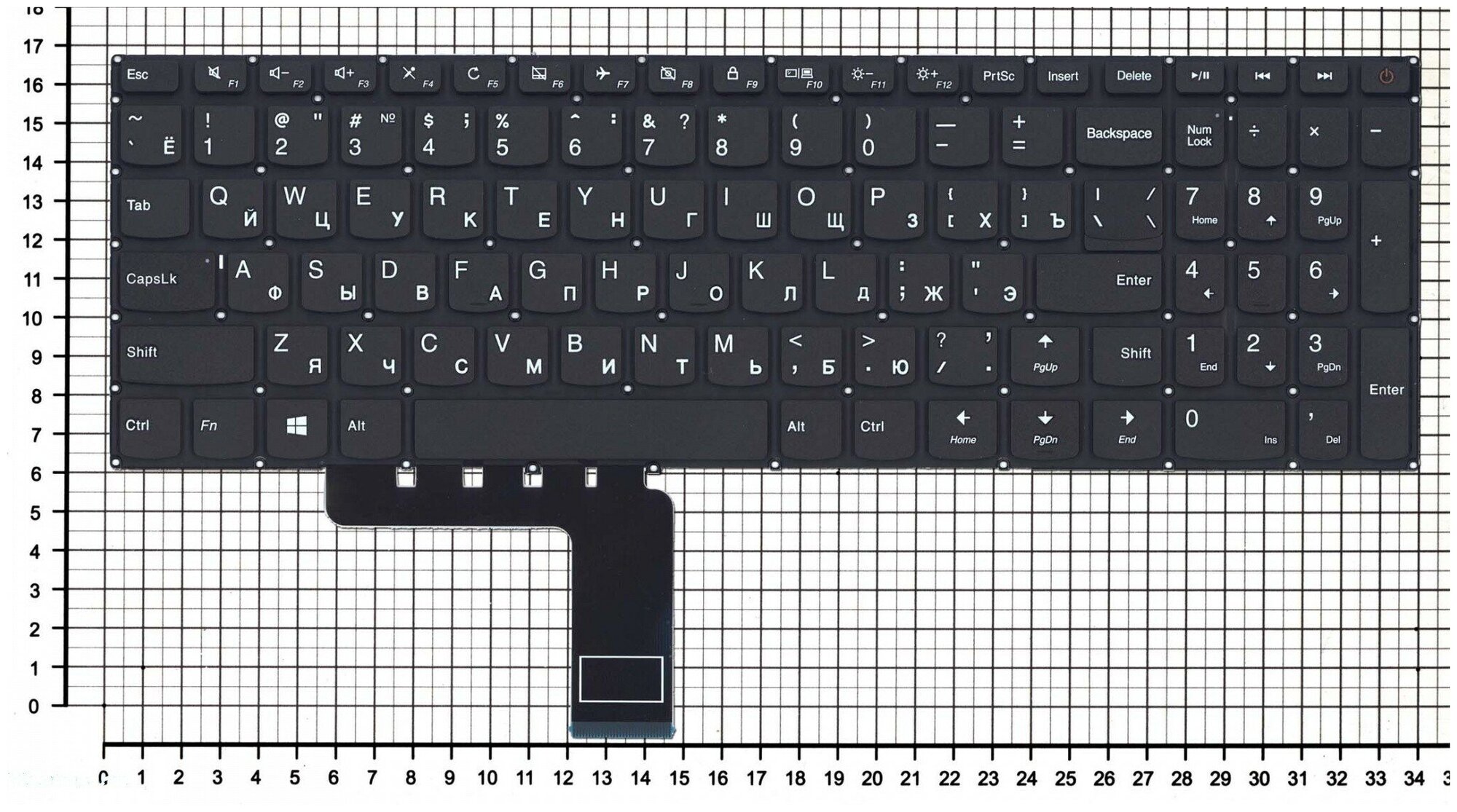 Клавиатура для ноутбука Lenovo IdeaPad 110-15IBR черная без рамки версия 3