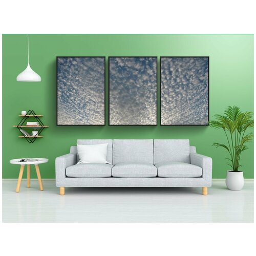 фото Набор модулных постеров для интерьера "перисто кучевые облака, перистые облака, небо" 60x90 см. в тубусе, без рамки lotsprints