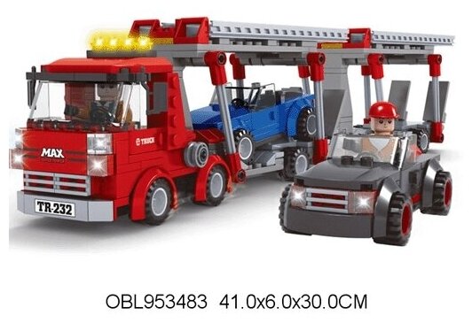 Конструктор "Город" Автовоз с двумя машинами, 449дет. / конструктор