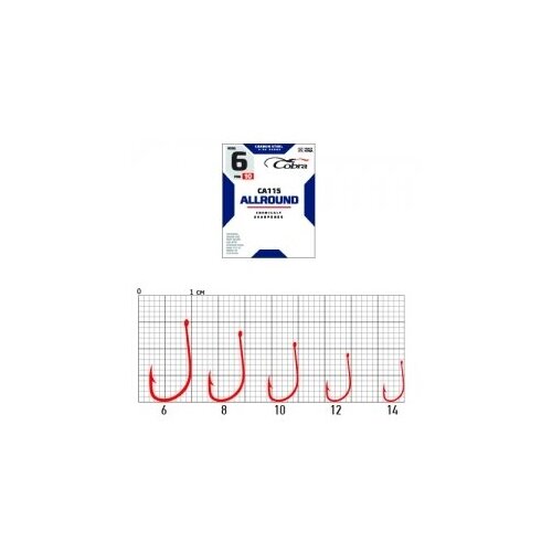 крючки cobra allround ca115 014 10шт Крючки Cobra Allround CA115 (Capital), размер 14, 10шт.