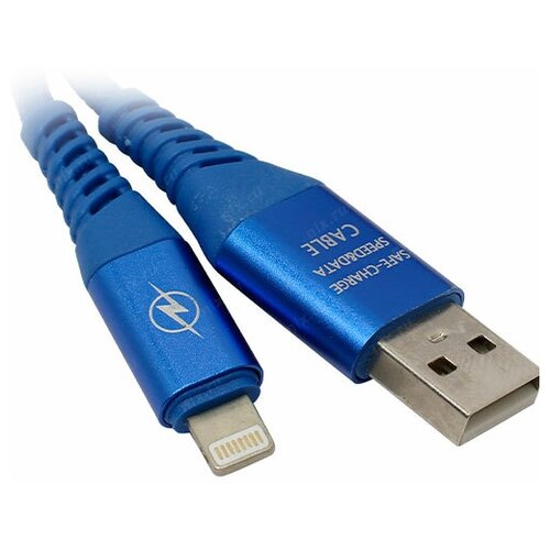 Дата-кабель Smartbuy 8pin кабель в резиновой оплетке Gear, 1м. мет. наконечник, синий кабель smartbuy usb 2 0 usb type c tpe оплет flow 3d 1м мет нак