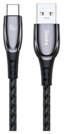 Кабель Benks D40 USB-A To Type-C 25W Zinc Alloy Fast Charging Cable 1.2M (black)
