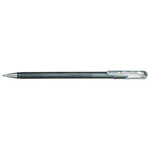 Комплект 7 штук, Ручка гелевая Pentel Hybrid Dual Metallic 1 мм хамелеон серебро