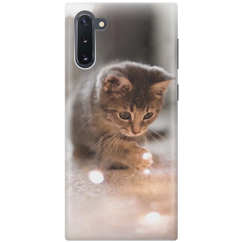 фото Ультратонкий силиконовый чехол-накладка для samsung galaxy note 10 с принтом "котенок и свет" gosso