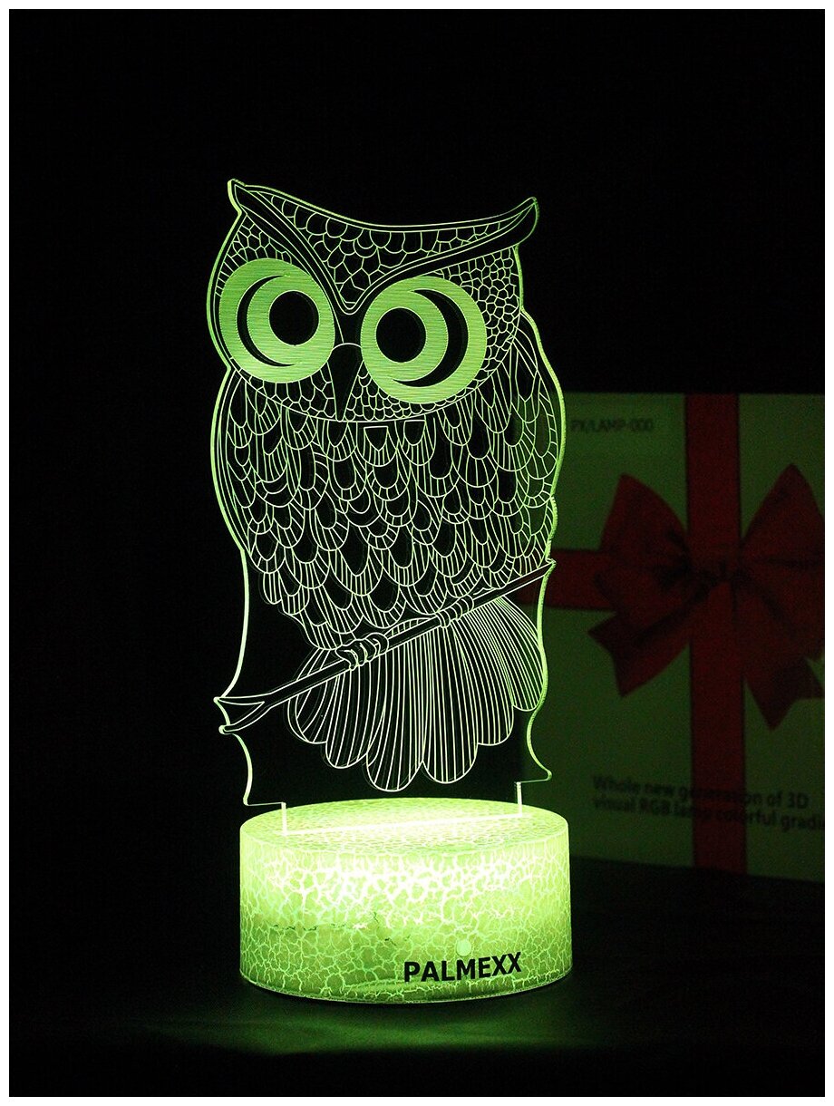 фото Светодиодный ночник PALMEXX 3D светильник LED RGB 7 цветов (сова) LAMP-065