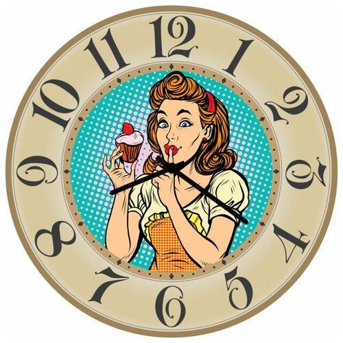фото Svs настенные часы svs 3002721 официантка с кексом