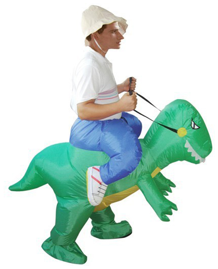 Костюм надувной маскарадный Наездник на динозавре (зеленый)