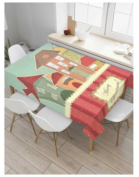 Прямоугольная тканевая скатерть на стол JoyArty с рисунком "Праздник приходит" 120 на 145 см - фотография № 1