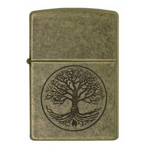 Зажигалка ZIPPO Classic с покрытием Antique Brass, латунь/сталь, медная, матовая, 38x13x57 мм