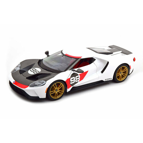 Ford gt heritage edition 2021 white/carbon/red maisto 1 18 2021 ford gt heritage edition die cast vehicles collectible model car toys