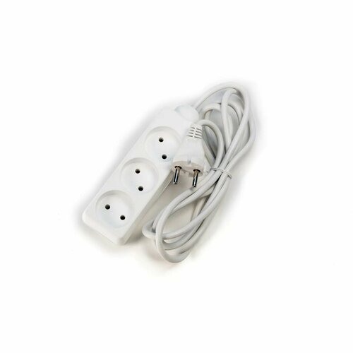 Удлинитель бытовой Защита Про 3 розетки без заземления 2х0.75 мм 1.8 м цвет белый