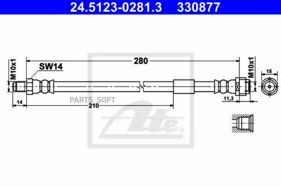 ATE 24.5123-0281.3 Шланг тормозной