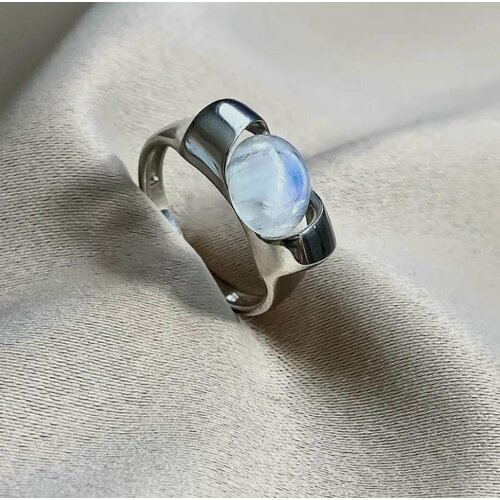 фото Кольцо, серебро, 925 проба, родирование, лунный камень, размер 17, белый, серебряный all gem