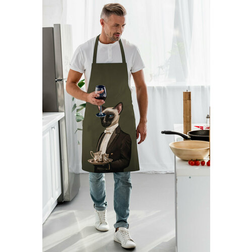 Фартук кухонный AdaWall горчичный с мистером Котом AP-117