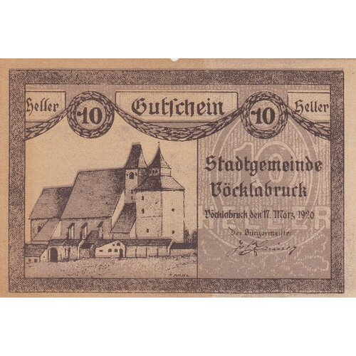 Австрия, Фёклабрук 10 геллеров 1920 г. (2) австрия фёклабрук 50 геллеров 1920 г 2