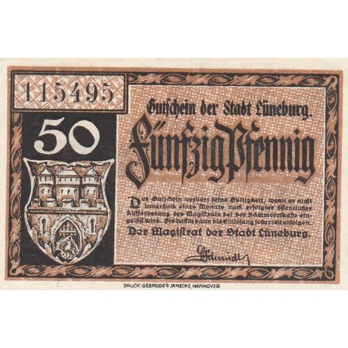Германия (Веймарская Республика) Люнебург 50 пфеннигов 1920 г.