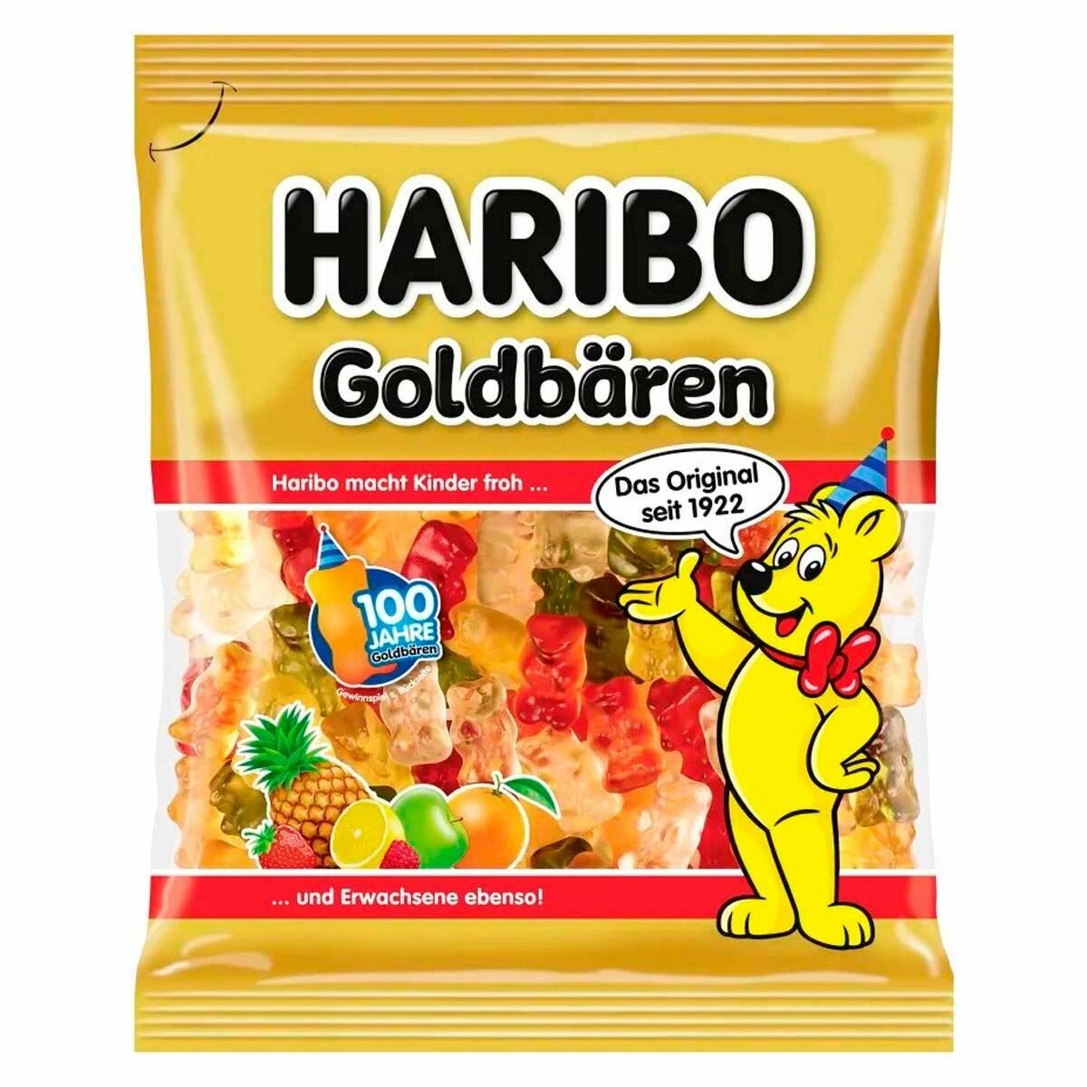 Жевательный мармелад Haribo Goldbaren 100 Jahre - мишки (Германия), 175 г