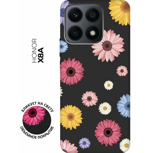 Матовый чехол Gerberas для Honor X8a / Хонор Х8А с 3D эффектом черный черный, красный