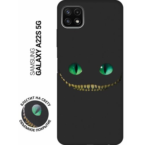 Матовый Soft Touch силиконовый чехол на Samsung Galaxy A22s 5G, Самсунг А22с с 3D принтом Cheshire Cat черный матовый soft touch силиконовый чехол на samsung galaxy note 5 самсунг ноут 5 с 3d принтом cheshire cat черный