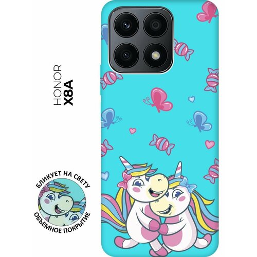 Матовый чехол Unicorns and Candies для Honor X8a / Хонор Х8А с 3D эффектом мятный матовый чехол bull and poo для honor x8a хонор х8а с 3d эффектом желтый