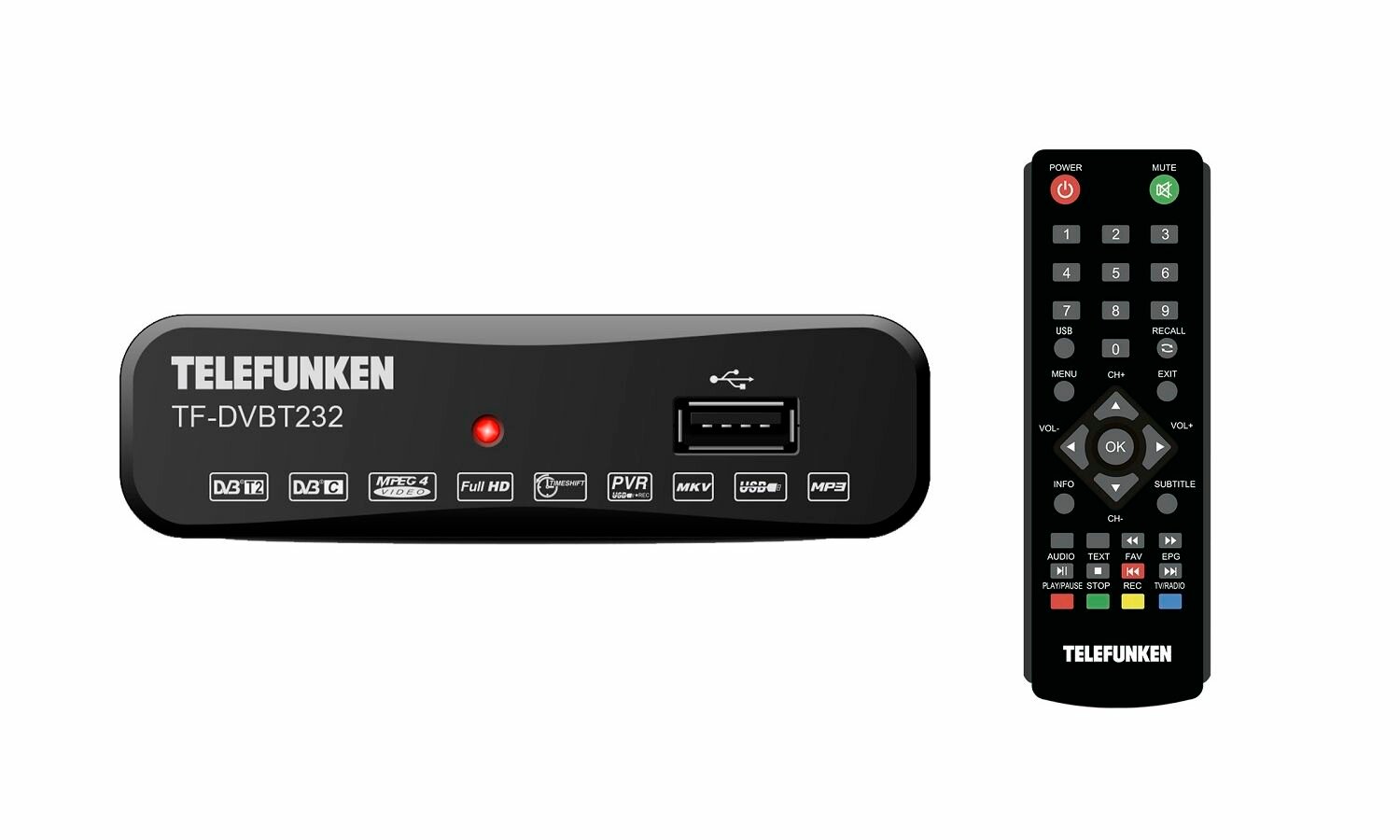 TV-тюнер DVB-T2/C Telefunken TF-DVBT232, черный