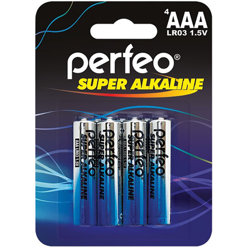 Батарейка AAA щелочная Perfeo LR03/4BL Super Alkaline 4 шт батарейка с щелочная perfeo lr14 2sh super alkaline 2 шт