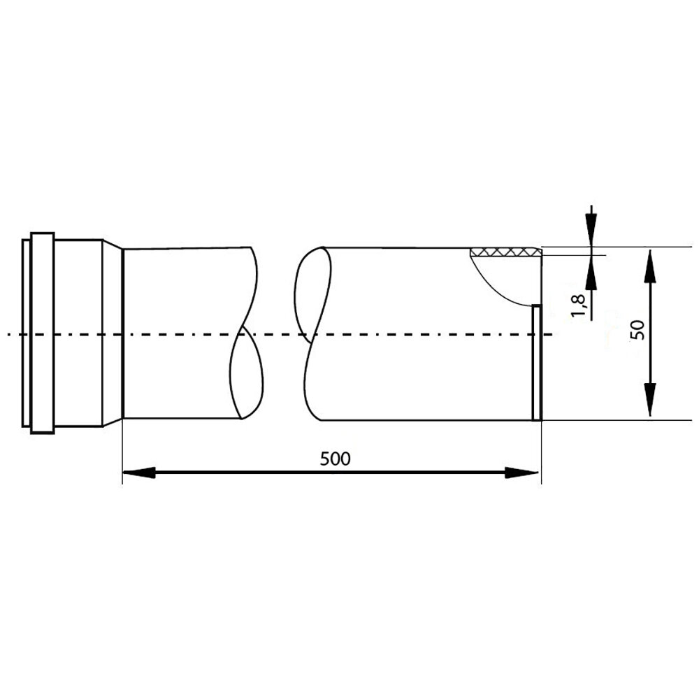 Канализационная труба РТП PP 50x500x1,8 мм