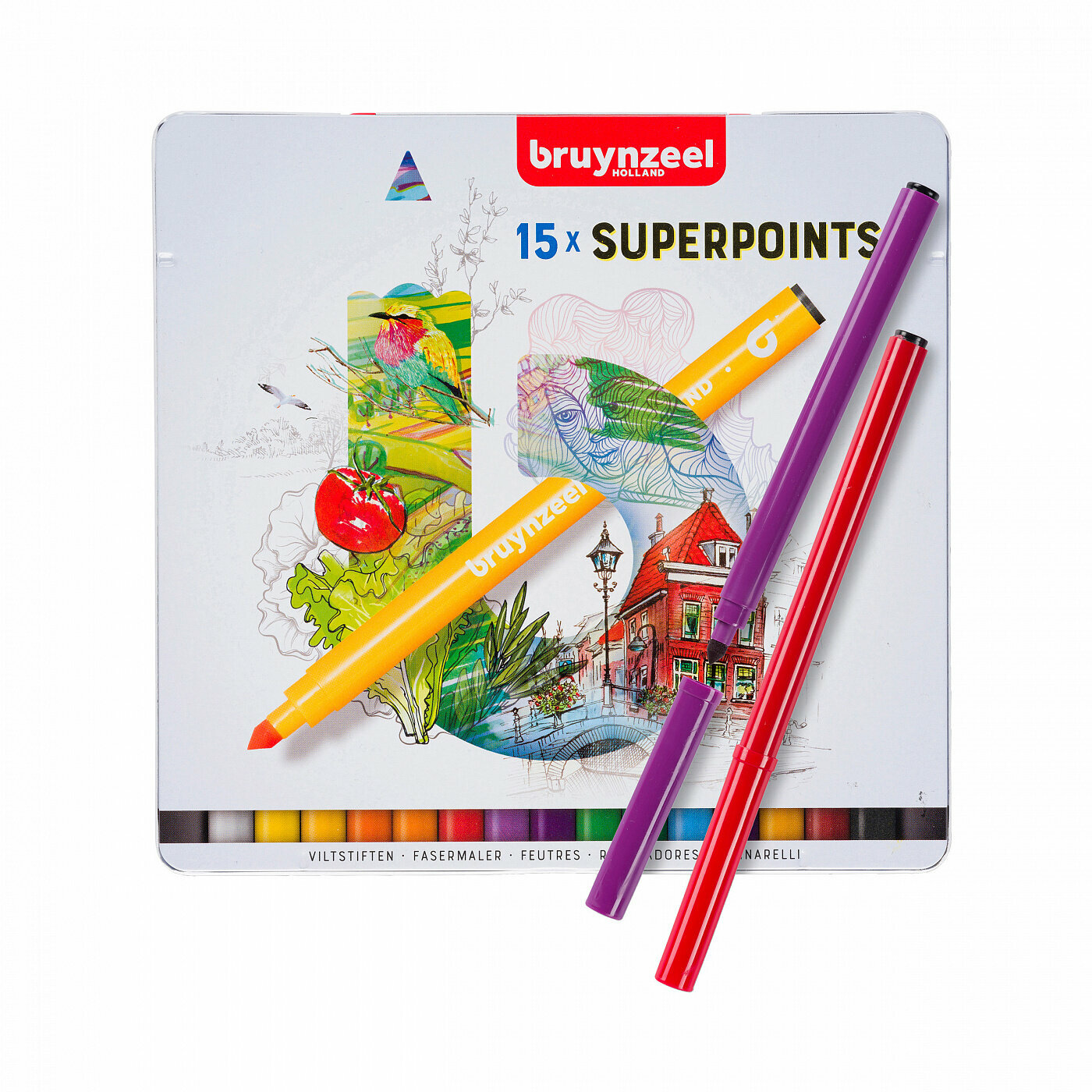 Набор фломастеров Superpoint, 15 цветов Bruynzeel - фото №5