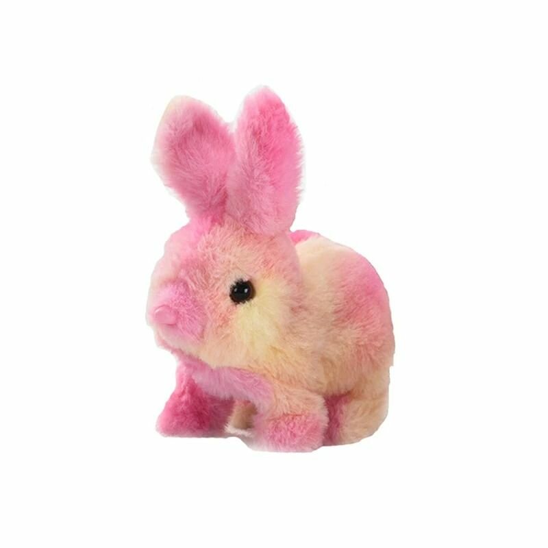 Кролик/зайка интерактивный ходит и пищит, плюшевая детская игрушка, Розовый