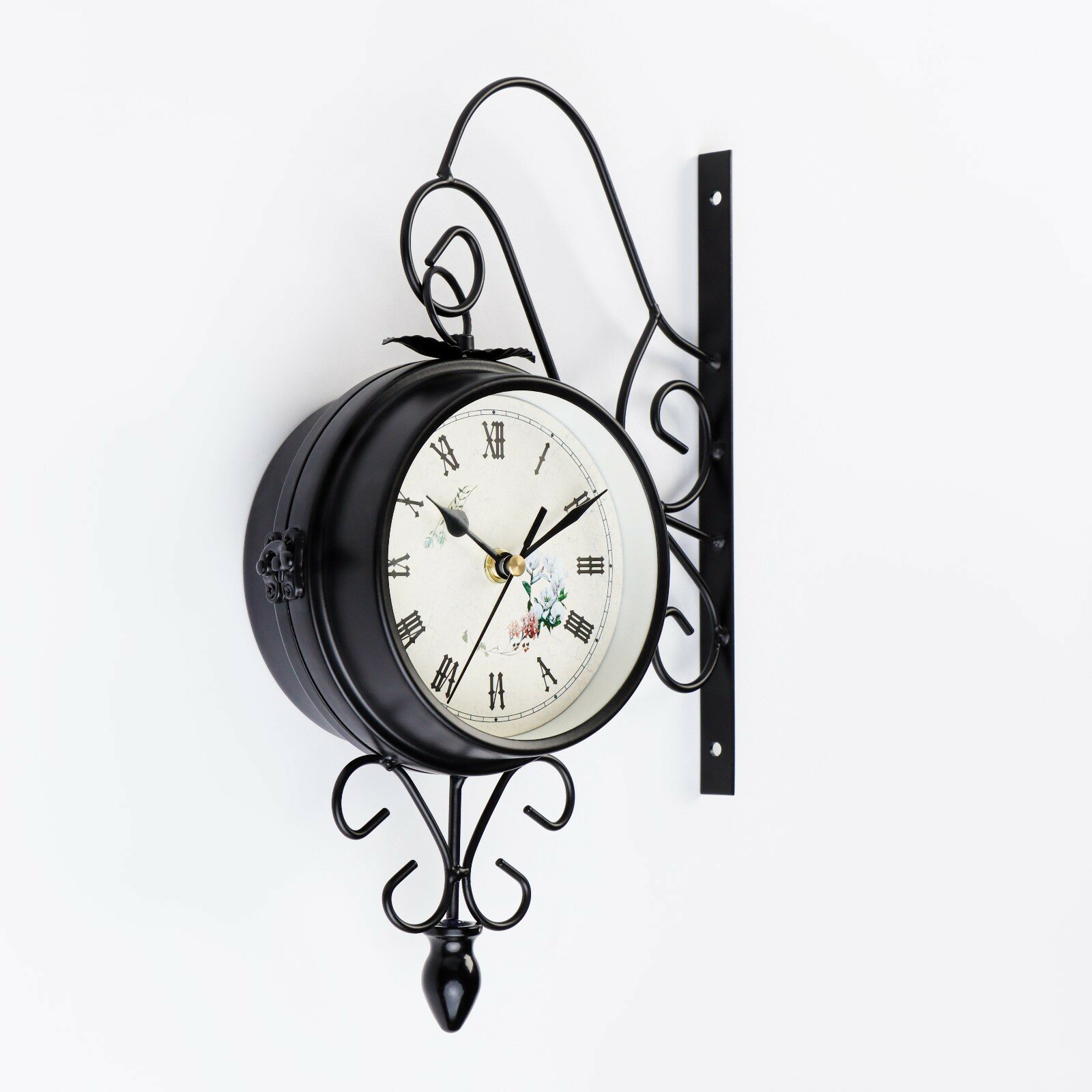 фото Часы настенные двусторонние, на подвесе "Весенние", плавный ход, d-12 см, 34.5 х 16 см 9774702