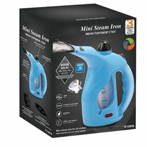 Ручной отпариватель от бренда RAF с вертикальной и горизонтальной функцией отпаривания мощность 80 Вт Выполнен в синем цвете Индикация уровня воды только безопасное использование 103500₽