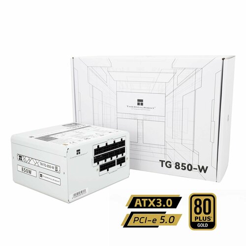 Блок питания для компьютера, полностью модульный, сертификат GOLD, 850W (ватт) белый белый, черный, белый