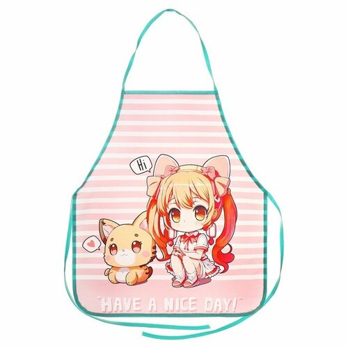 Фартук для труда 540 х 460 мм, (рост 140-160), ФДТ-33 "ANIME GIRL", розовый/бирюзовый (комплект из 6 шт) розовый, голубой