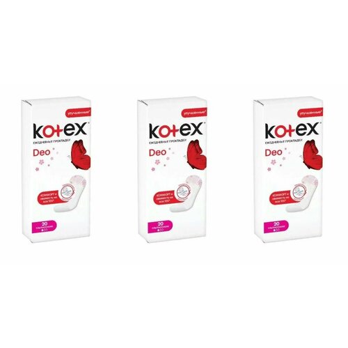 KOTEX Прокладки ежедневные ультратонкие део 20 шт, 3 уп