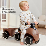 50044, Машина-каталка Bolty Happy Baby, машинка каталка для детей, толокар для мальчиков и девочек, с прицепом, бежевая - изображение