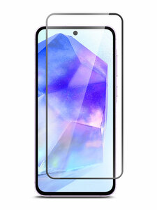 Фото Защитное стекло для Samsung Galaxy A35, Samsung Galaxy A55 (Самсунг Галакси А35, Самсунг Галакси А55) на экран, черная рамка полноэкранное силиконовая клеевая основа Full Glue, Miuko
